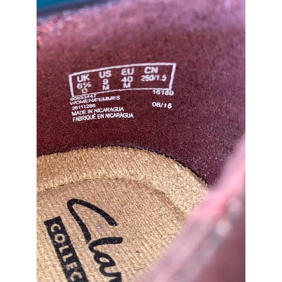 Clarks Collection Women's Boots Size 9 M Genette Wine Vista Monk Strap Heels - Picture 7 of 9